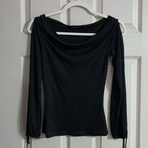 VTG Arden B black cowl neck long sleeve blouse - XS
